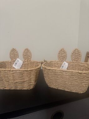Natural Woven Bunny Ear Storage Basket - Set of 2